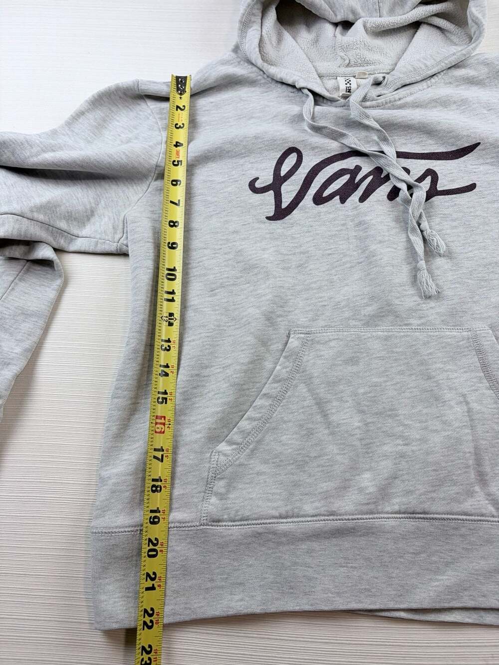 Women’s Vans Script Logo Hoodie Size XL Gray Pullover Fleece - Picture 6 of 7